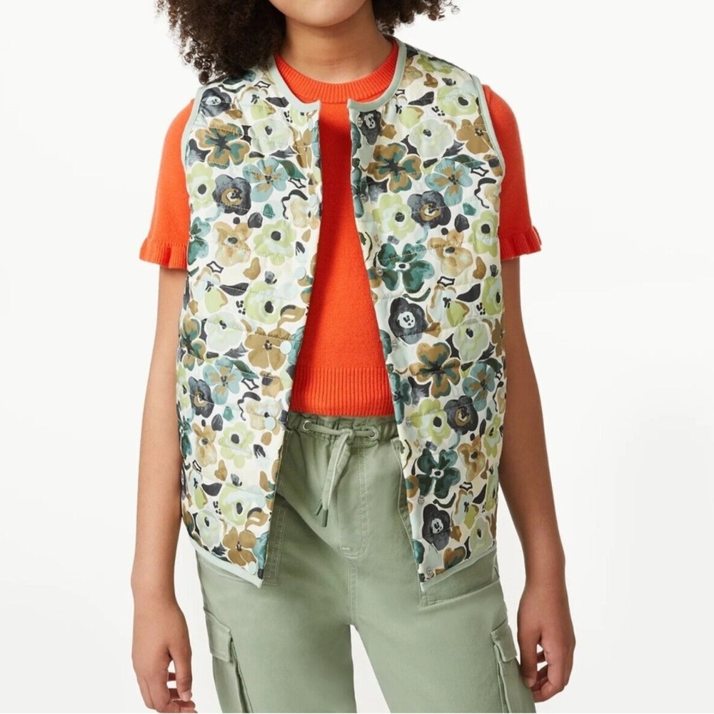 (N5)‎ Free Assembly Girls Printed Packable Vest, Size M (7/8)